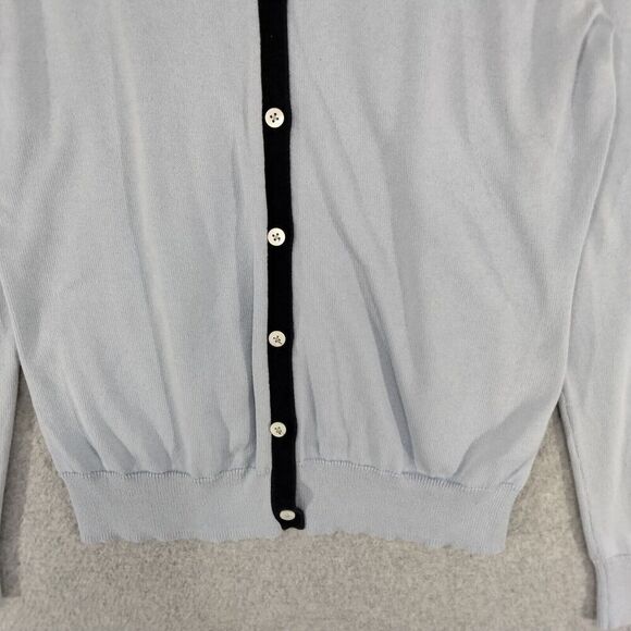 Brooks Brothers 346 Cardigan Sweater Wmns Small Supima Cotton Light Blue Black - Picture 3 of 11